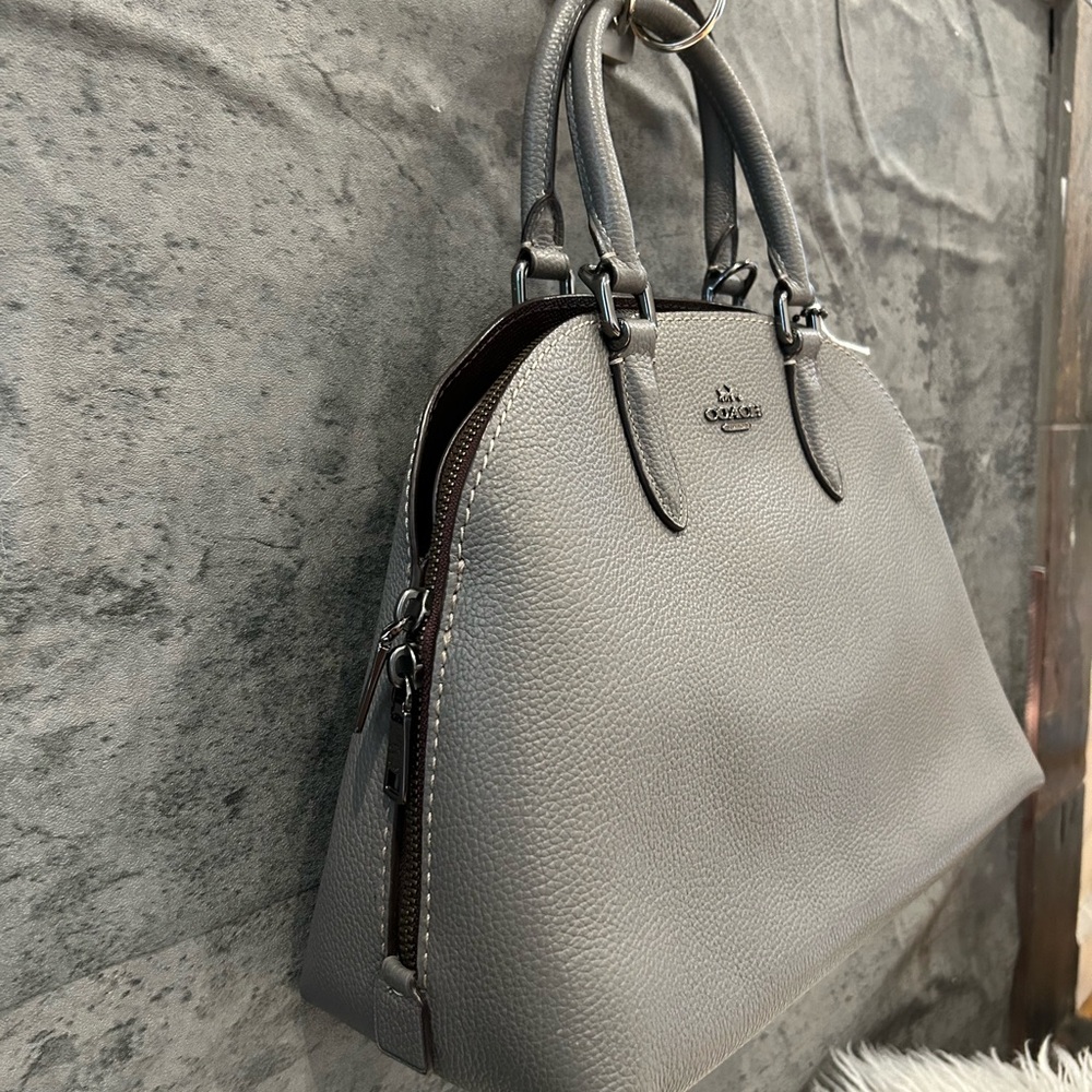Coach Silver Leather Satchel - Picture 2 of 12